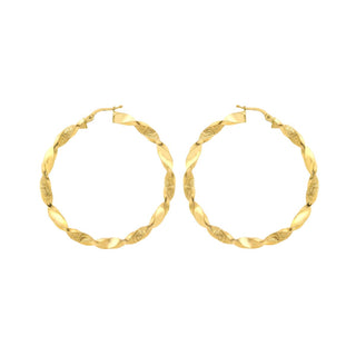 9K Yellow Gold 48mm Grecian Twist Creole Earrings