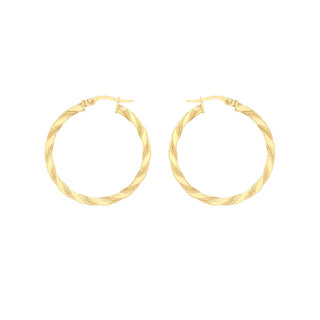 9K Yellow Gold 30mm Twist Creole Hoop Earrings