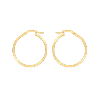 18K Yellow Gold Rectangular-Tube Hoop Creole Earrings