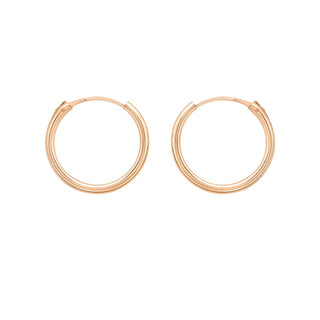 9K Rose Gold 13mm Sleeper Hoop Earrings