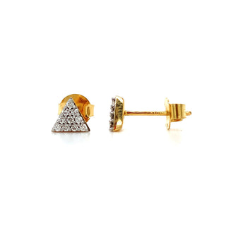 18K Yellow Gold 0.15ct Diamond Triangle Cluster Stud Earring