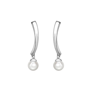 9K White Gold Freshwater Pearl Drop Earrings