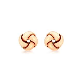 9K Rose Gold 9mm Knot Stud Earrings
