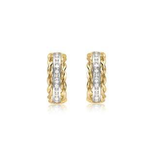 9K 2-Colour Gold Twist-Curved-Bar Stud Earrings