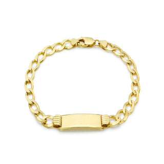 9K Yellow Gold Flat Curb Men's 8" ID Bracelet