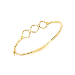 9K Yellow Gold Faceted Triple Ring Bangle