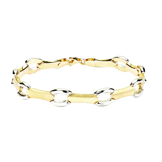 9K 2-Coloured Gold Bar Link Fancy Bracelet